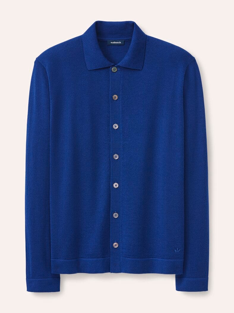Strickpolo aus Merinowolle Königsblau
