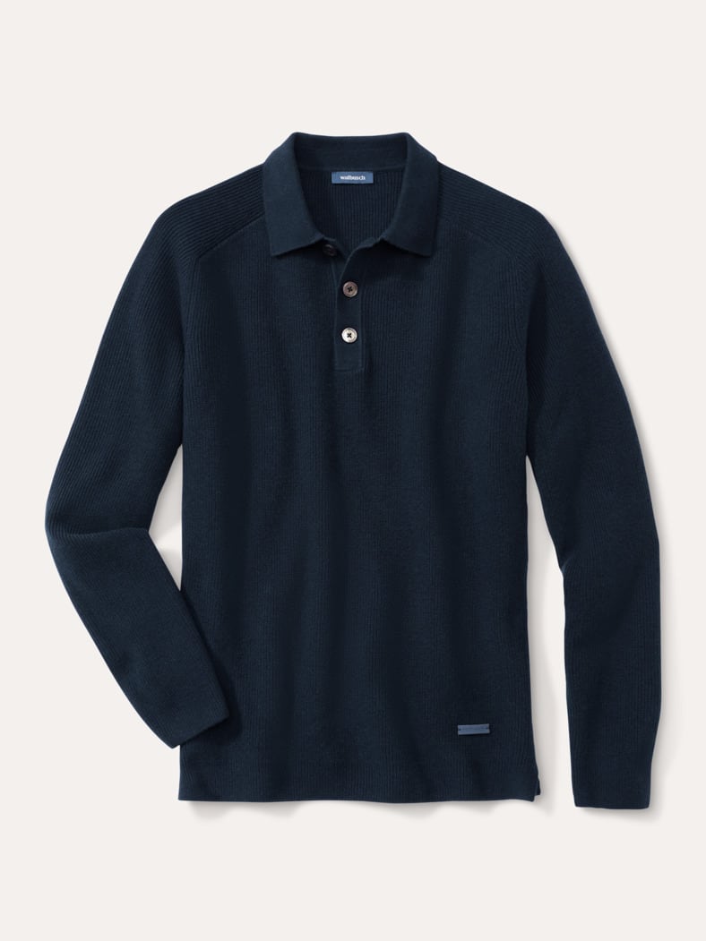 Patentstrick-Polopullover Marine