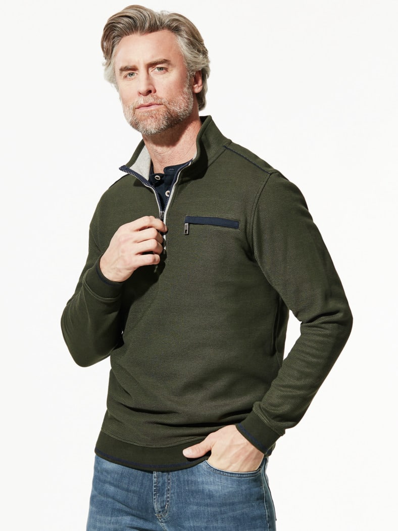 Easycare Struktur-Troyer Bicolor Kieferngrün