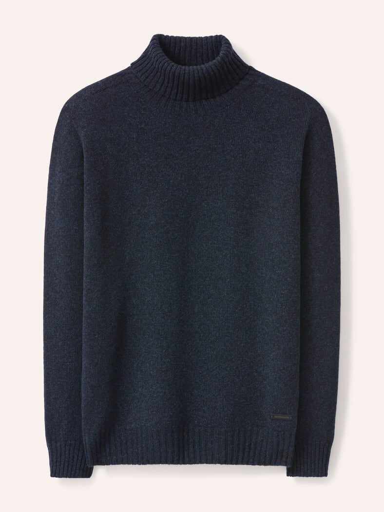 Rollkragenpullover aus Lammwolle Marine