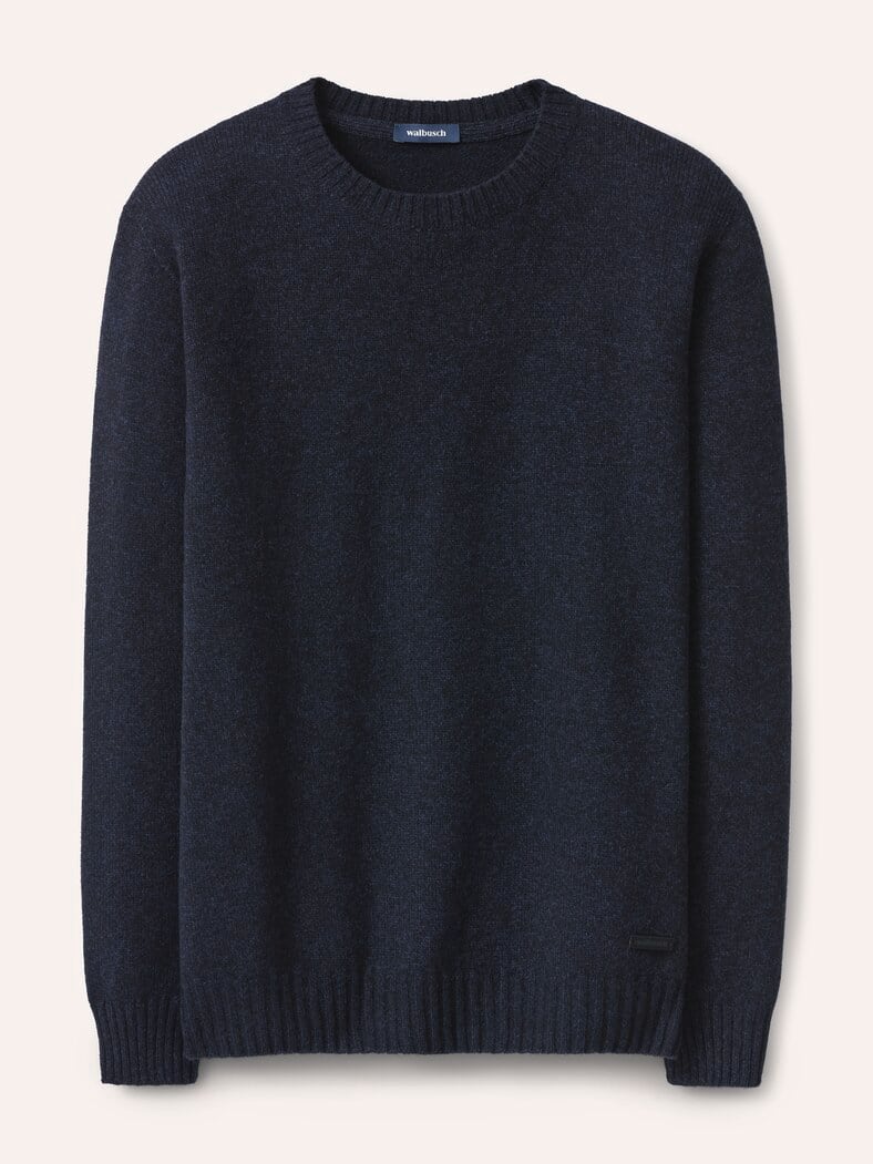 Lammwoll-Pullover Nahtlos Marine