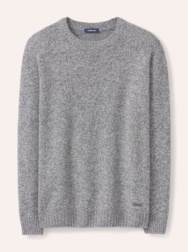 Lammwoll-Pullover Nahtlos Grau Melange