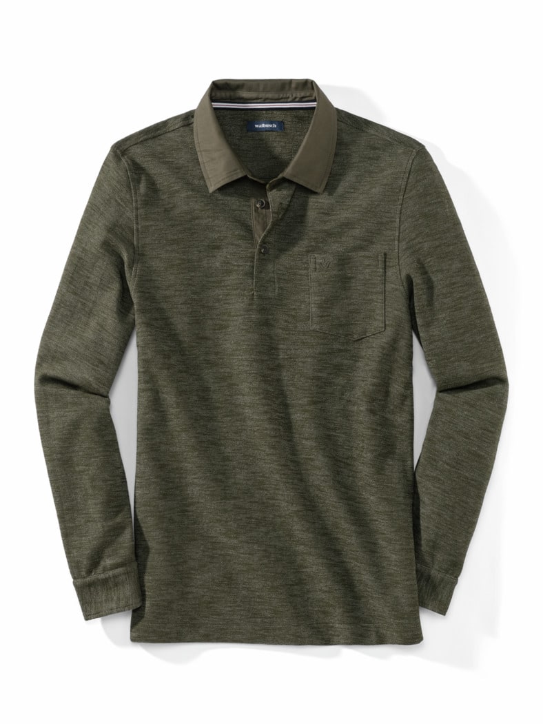 Flammgarn-Polo Bicolor Oliv