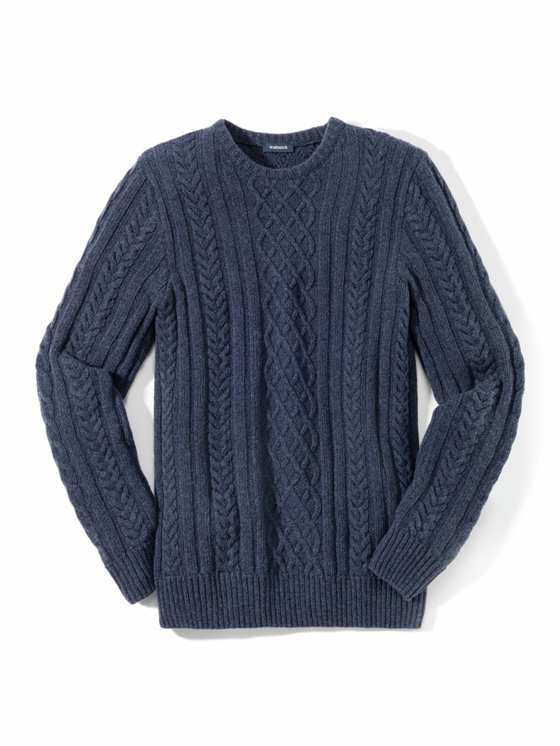 Aran-Pullover Jeansblau