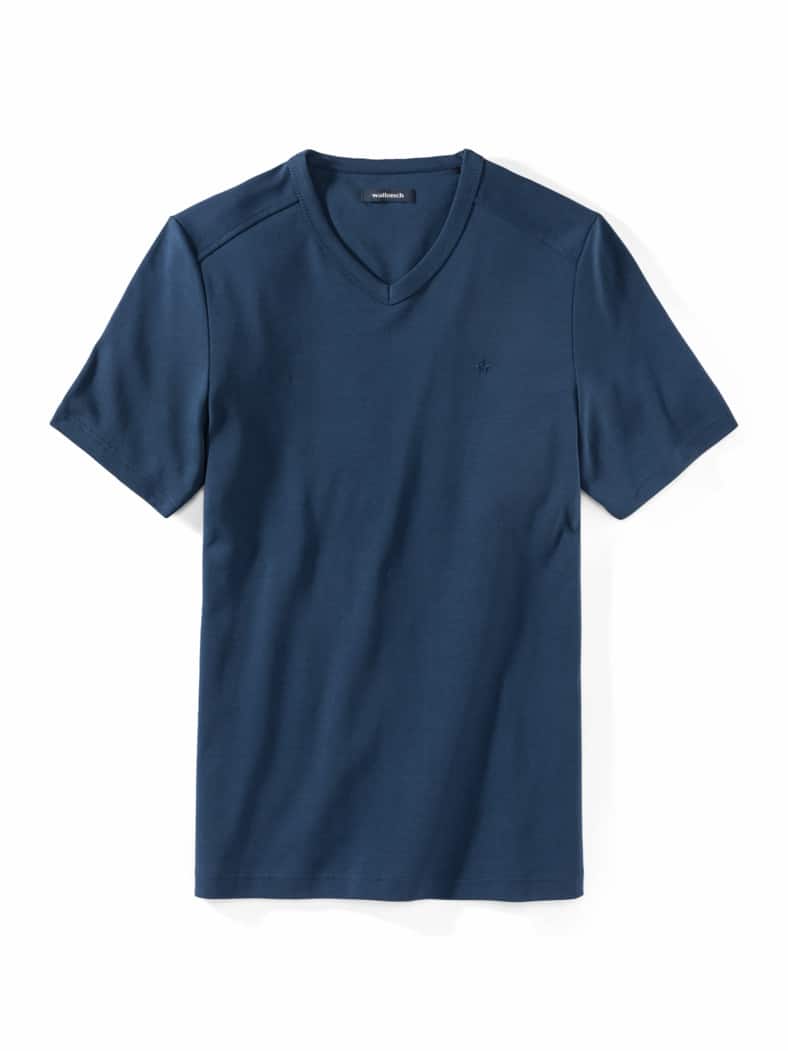 Zu schade für drunter-Shirt V-Neck Mittelblau