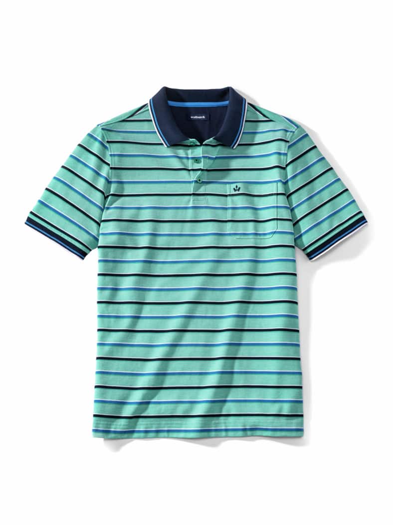 Klimapolo Frischekick Streifen Blaugrün