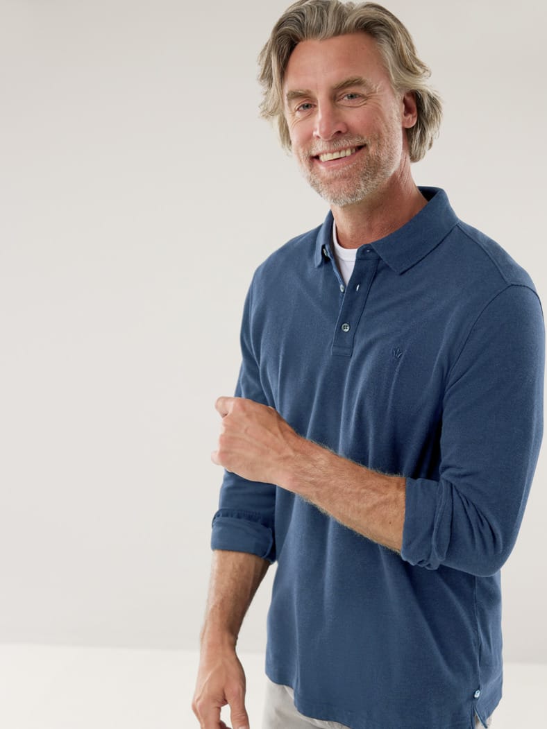 Merino Mix Polo Mittelblau