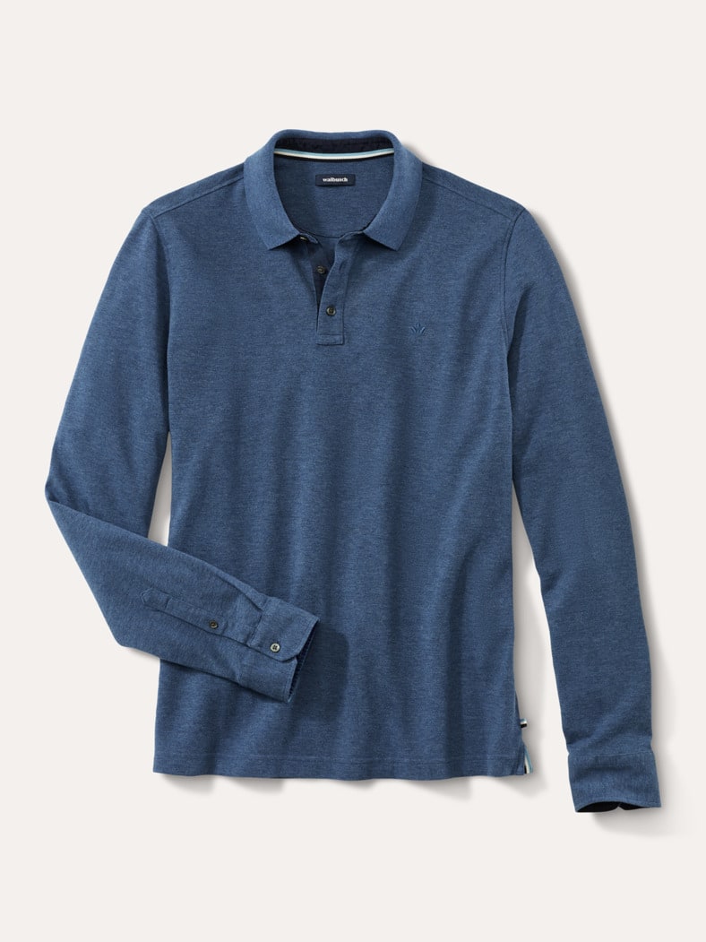 Merino Mix Polo Mittelblau