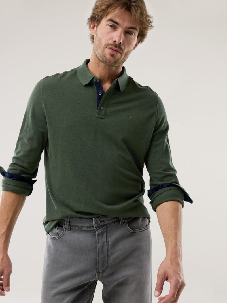 Merino Mix Polo Oliv