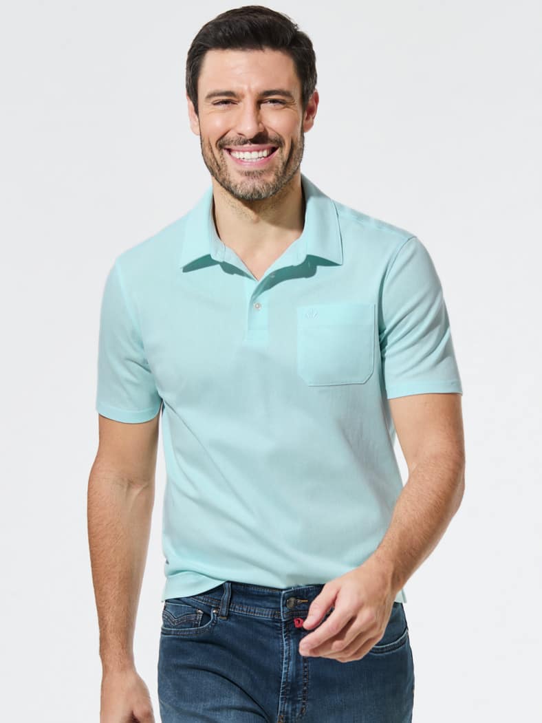 Tausend-Poren-Polo Light Aqua