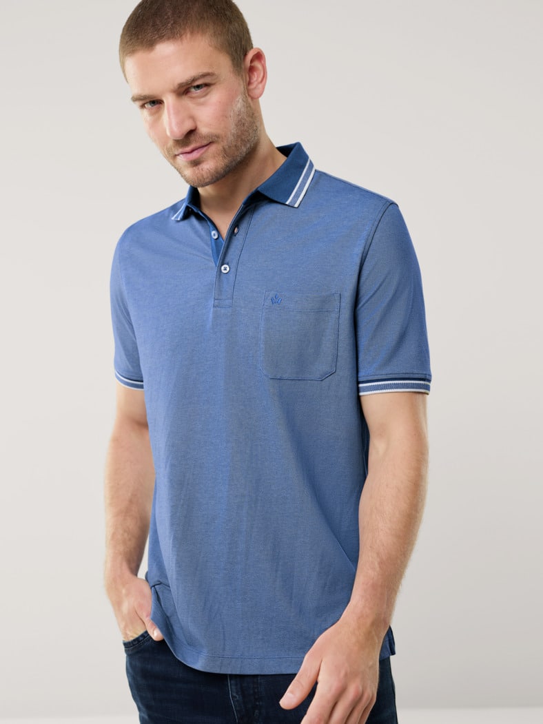 Extraglatt-Polo Bicolor Lichtblau