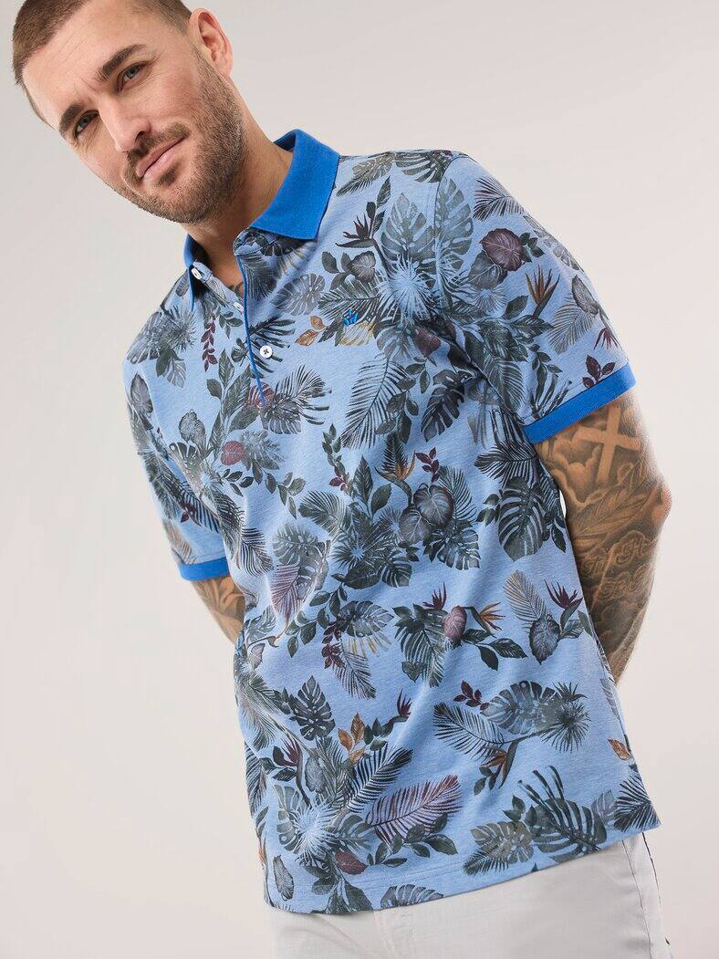 Tropical Polo Druck Blau