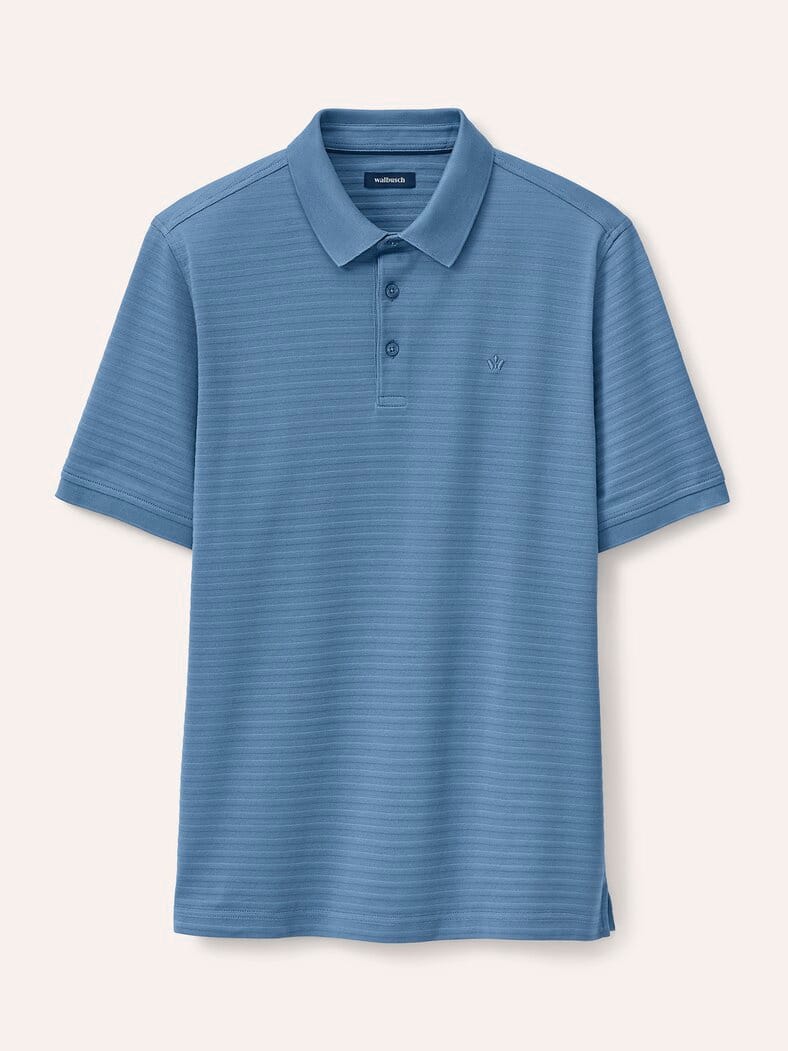 Strukturiertes Polo mit Kurzarm Rauchblau