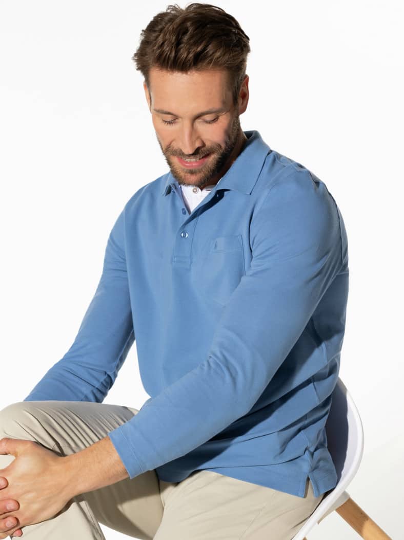 Pique-Polo Pima Cotton Mittelblau