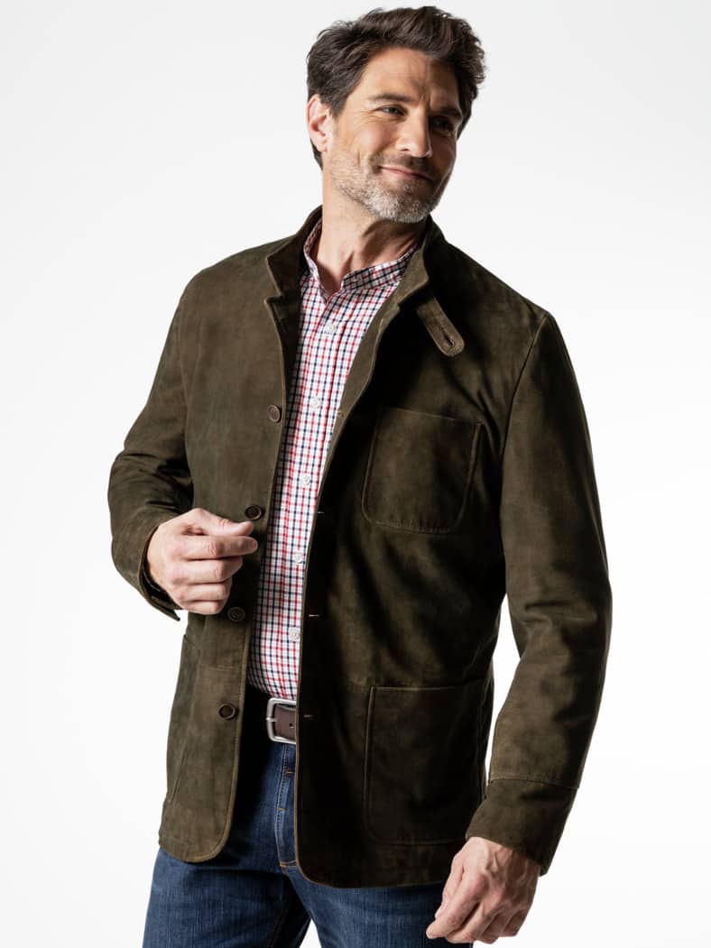 Ziegenvelours-Lederjanker Tabak