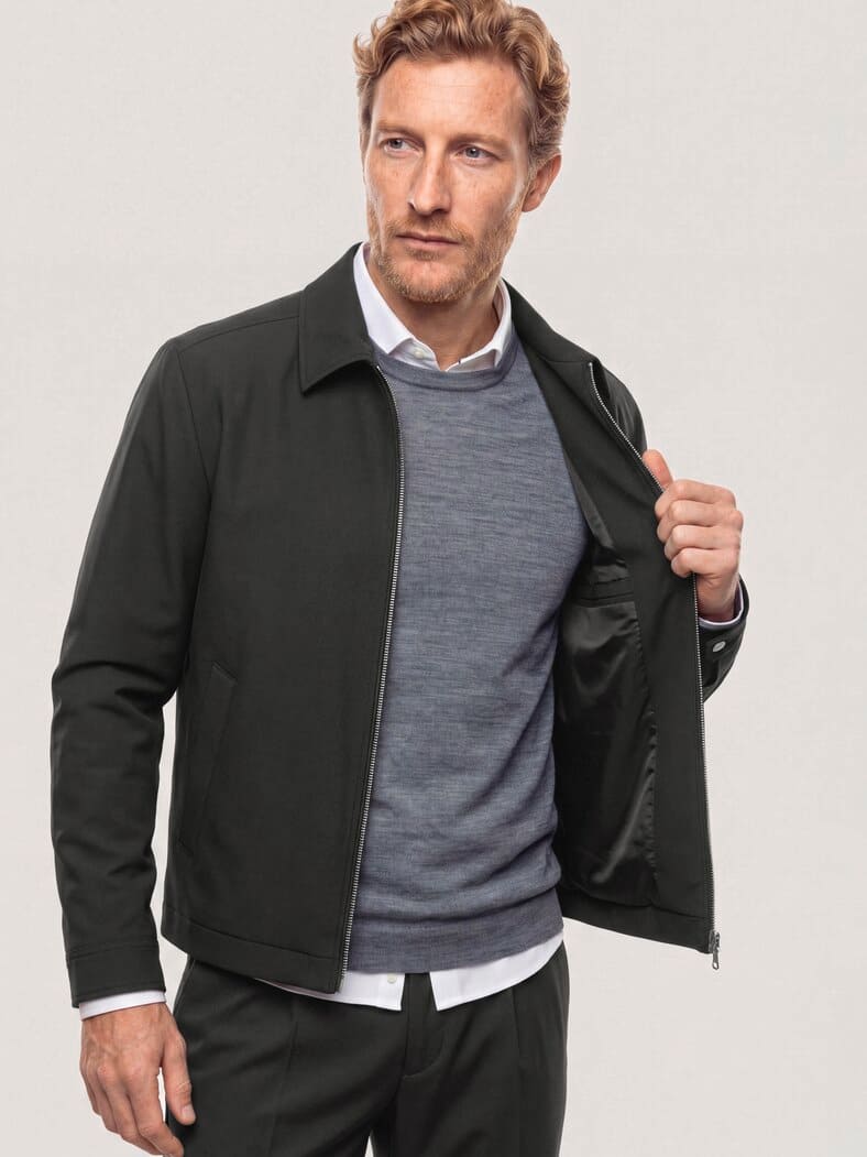 Anzug-Blouson mit Kragen Schwarz