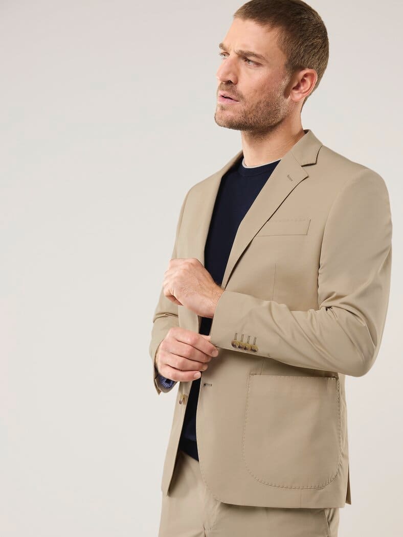 Anzug-Sakko aus Baumwollmix Beige