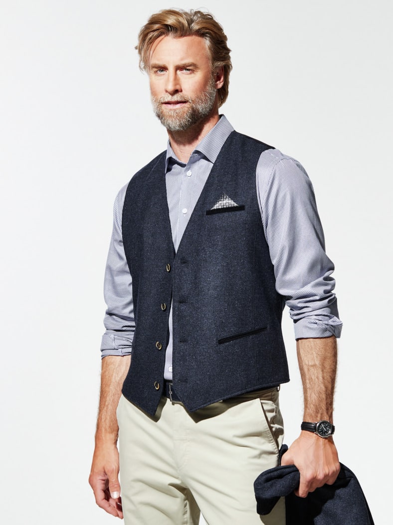 Lodenweste Marine Melange