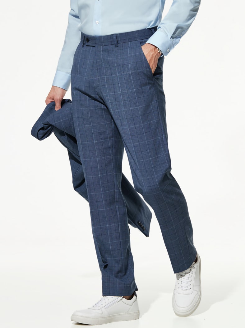 B-DYnamic-Anzug-Hose Karo Blau