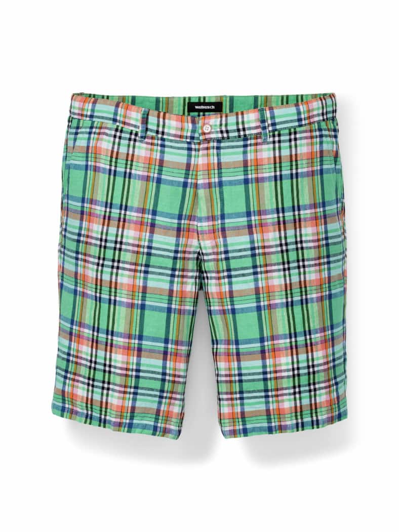 Leinen-Bermudas Grün-Blau Karo