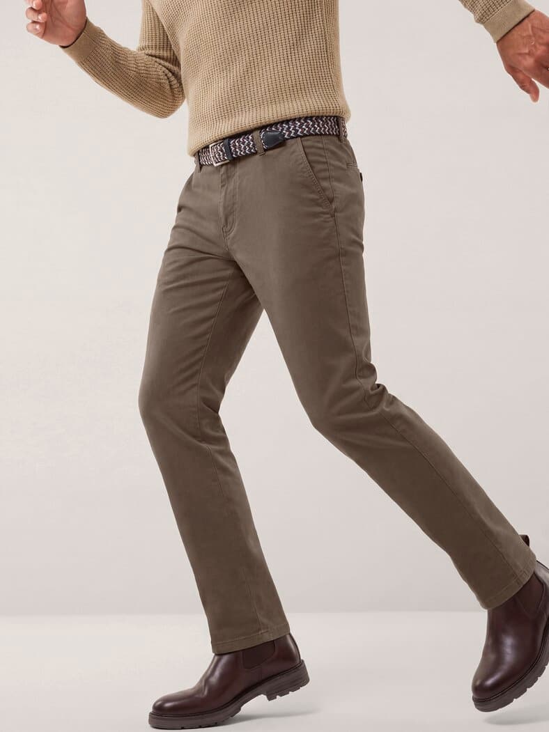 Extraglatt-Stretchbund-Chino Braun