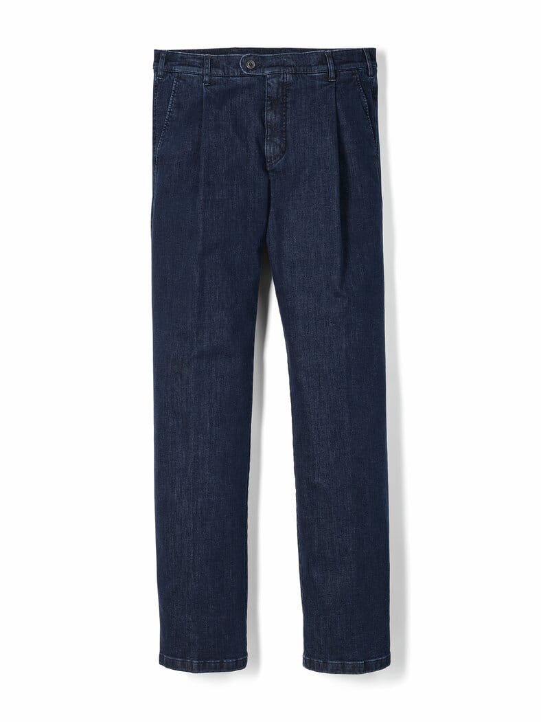 Extraglatt Flex-Bundfaltenjeans Blue