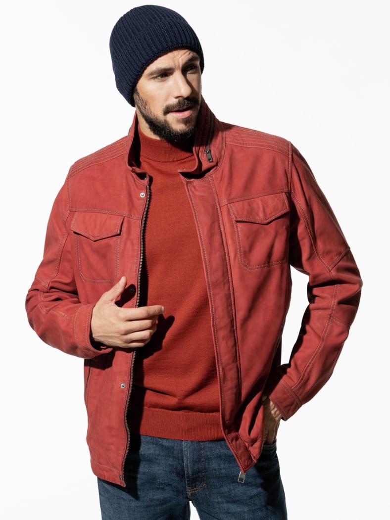 Nubukleder-Blouson Countryside Koralle