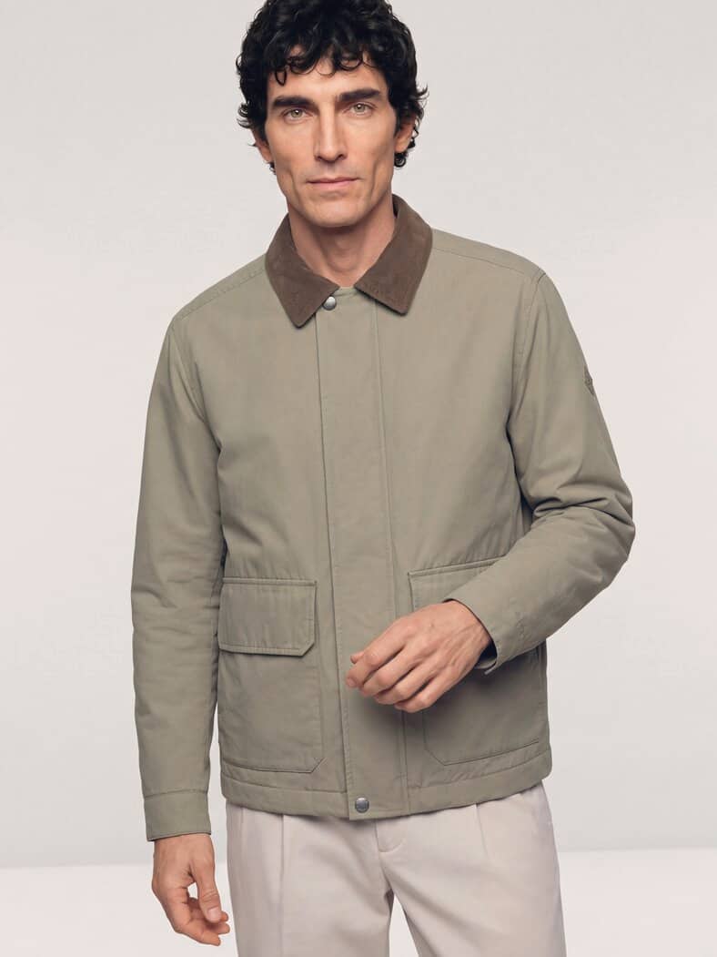 Jacke aus Baumwollmix m. Cordkragen Sand
