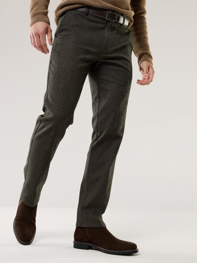 Gürtel-Chino Wool-Look Dunkelbraun