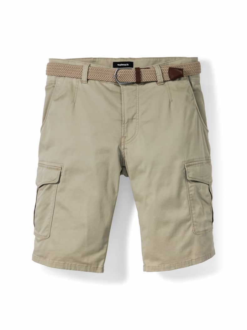 Extraglatt Gürtel Cargo-Bermudas Beige