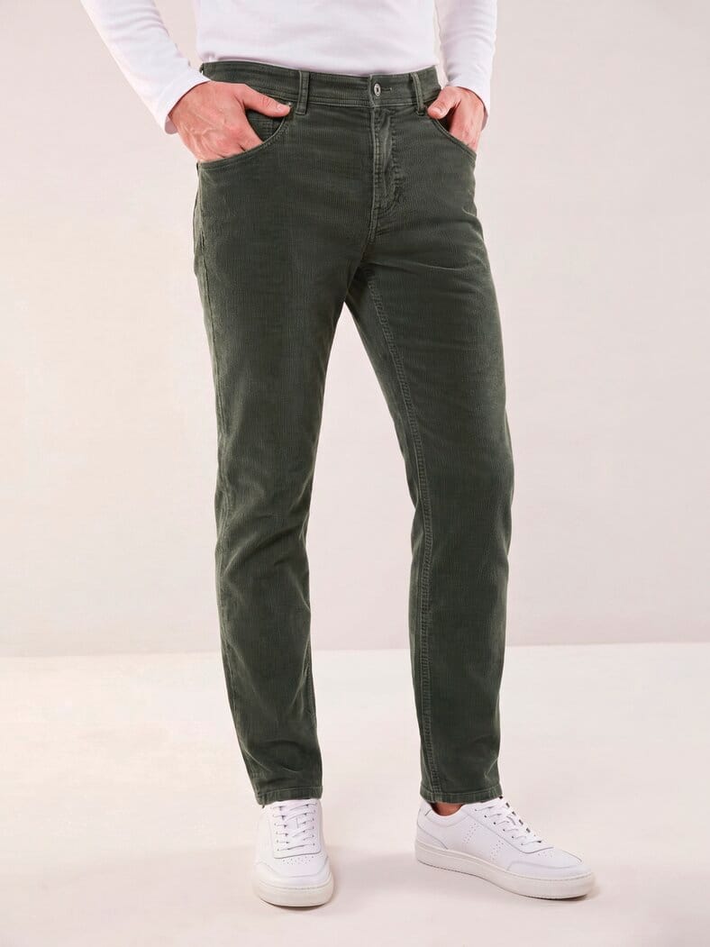 Five Pocket aus feinem Cord Oliv