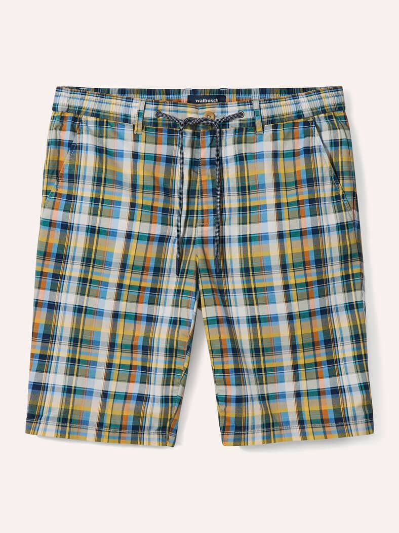 Urlaubs-Bermudas Baumwollstretch Blau kariert