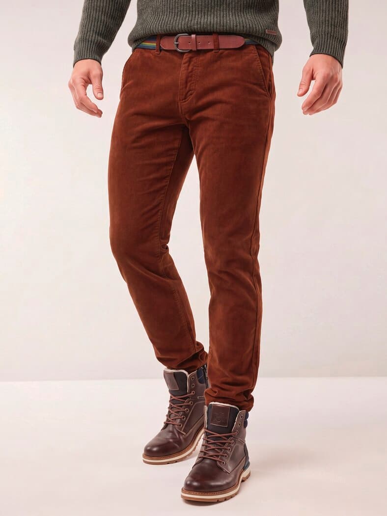 Gürtel-Cord Chino Rostbraun
