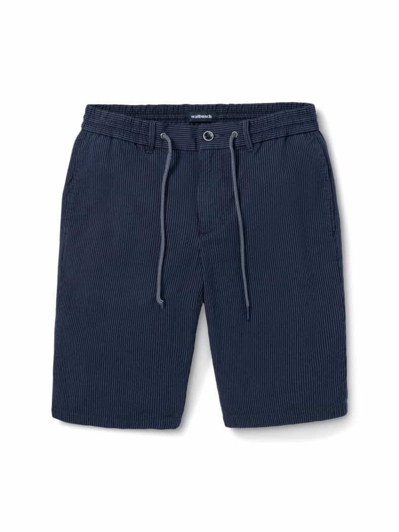 Seersucker Bermudas Marine gestreif
