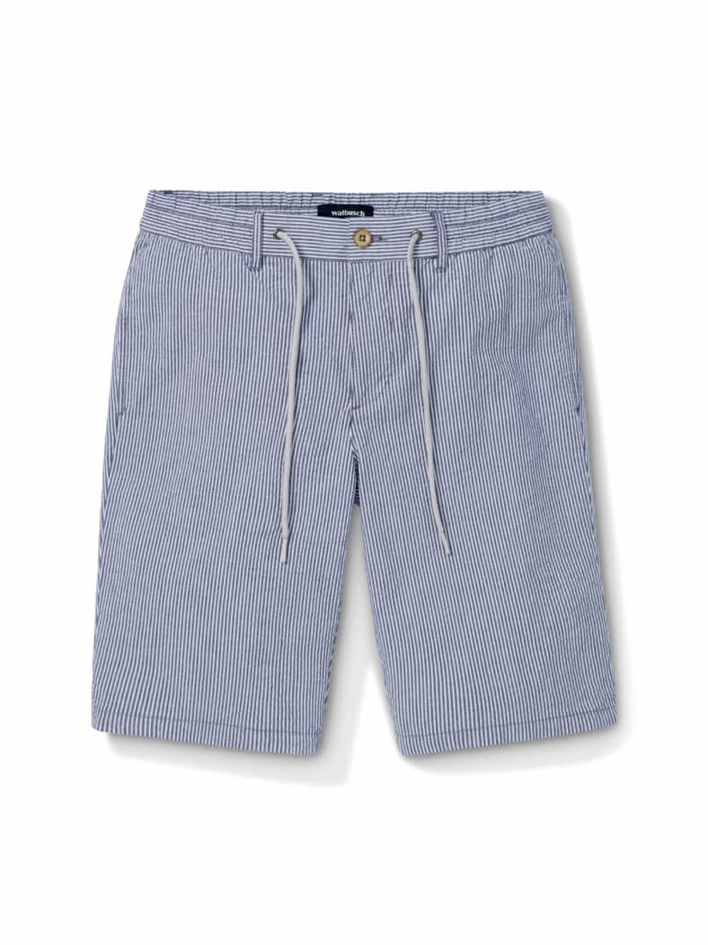Seersucker Bermudas Bleu gestreift
