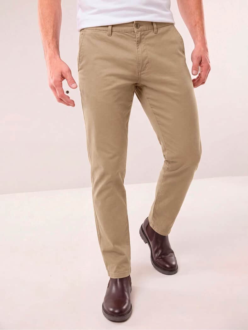 Elastische Chino aus Baumwolle Caramell