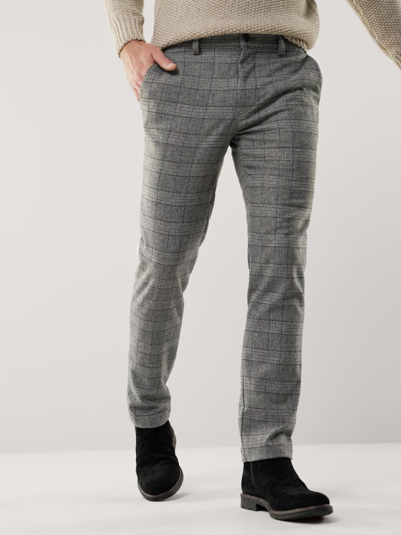 Premium Sport-Flanell Hose Grau kariert