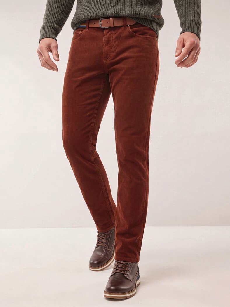 Gürtel-Cord Five-Pocket Rostbraun