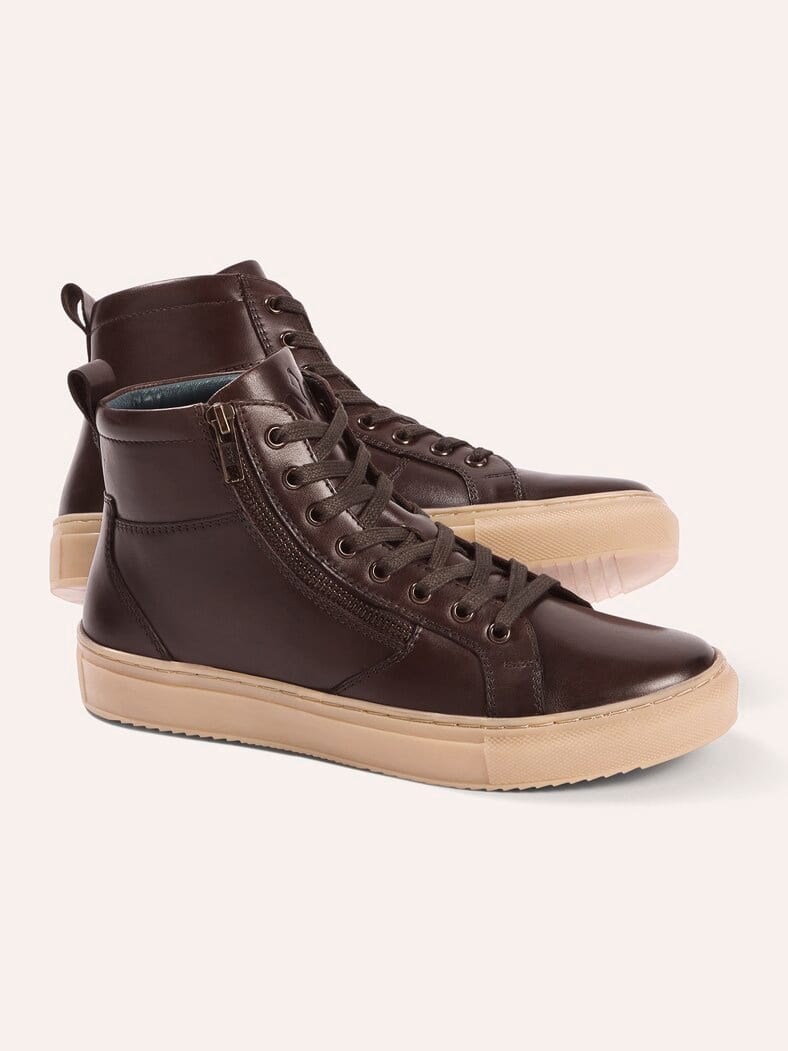 Leder-Schnürer Hightop Braun