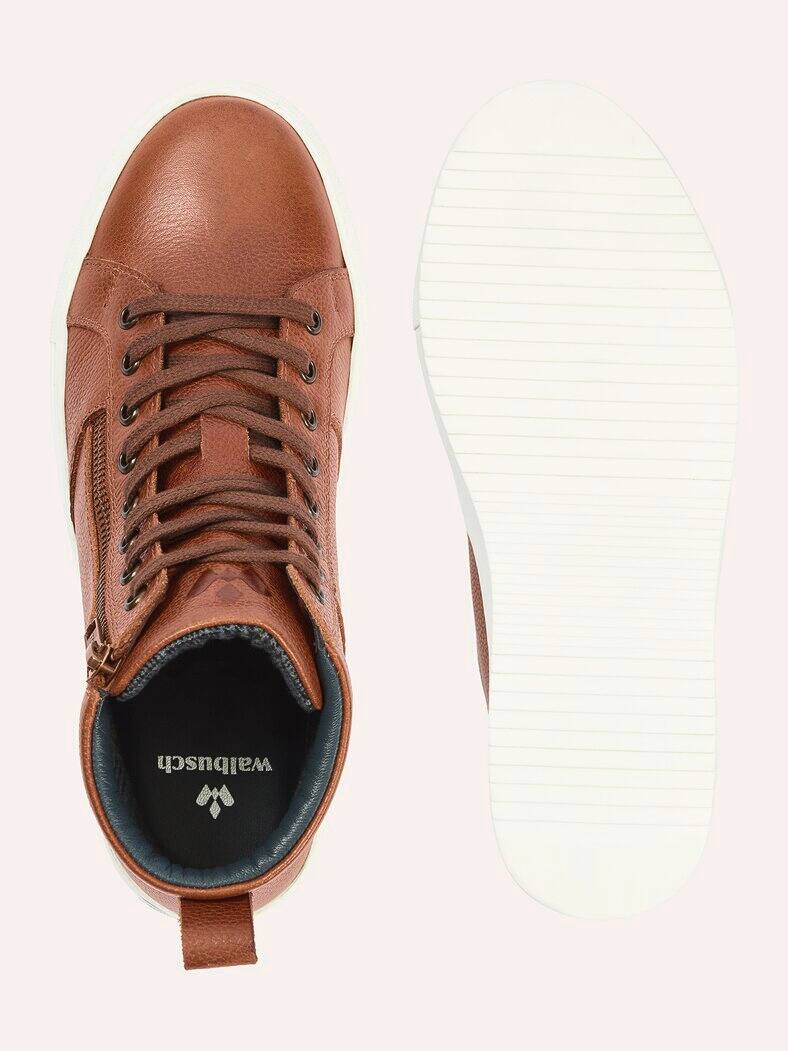 Leder-Schnürer Hightop. Cognac