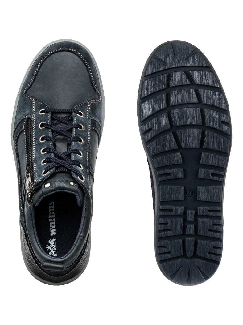 Kalbleder-Schnürer High Top Blau