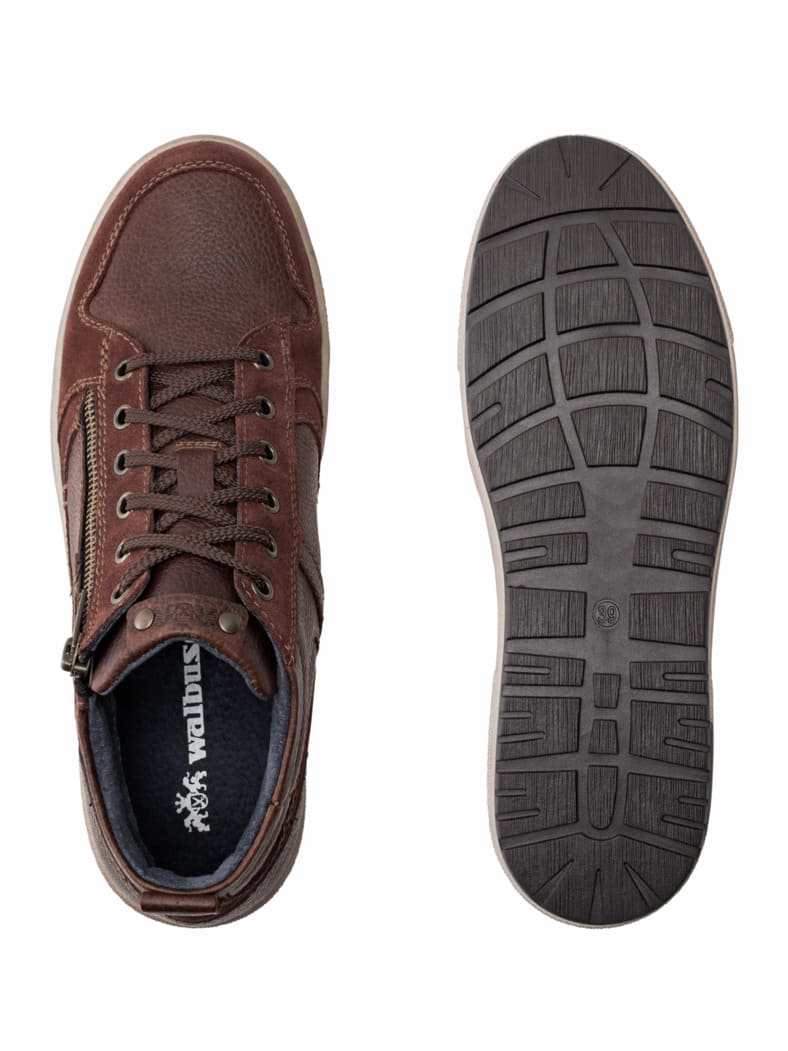 Kalbleder-Schnürer High Top Cognac