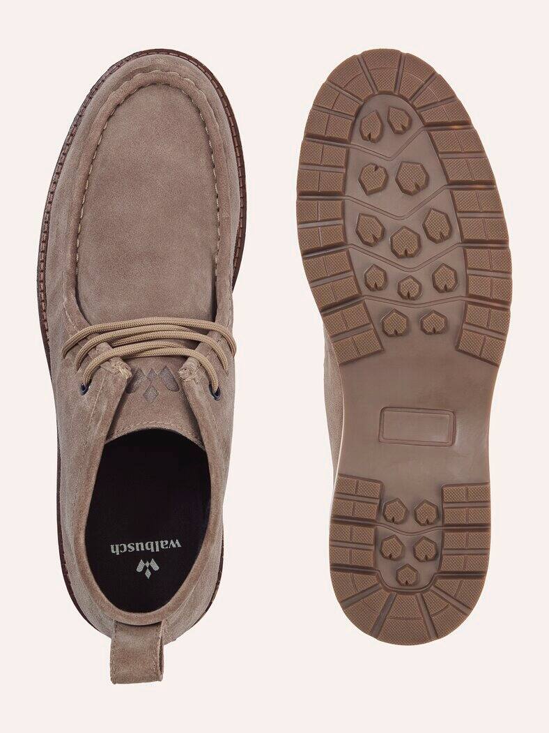 Schnürstiefel aus Velours Beige
