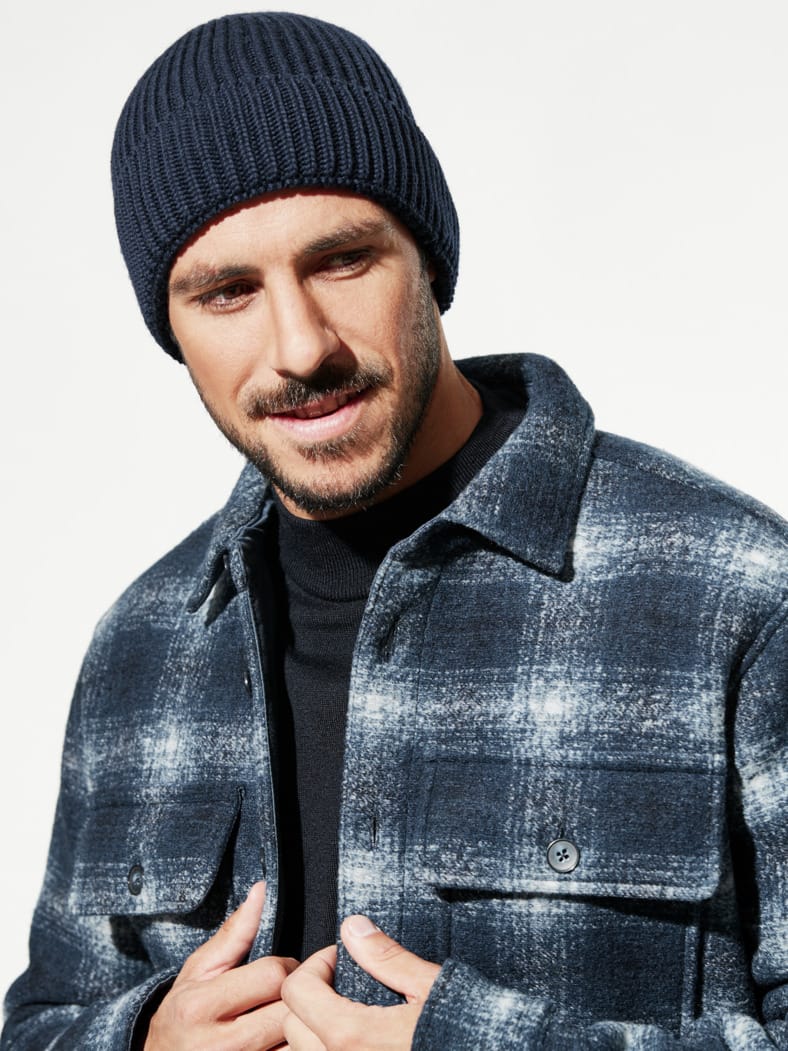 Merino-Mütze Marine