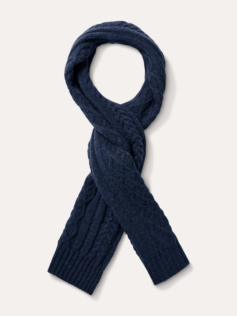 Aran-Schal Jeansblau