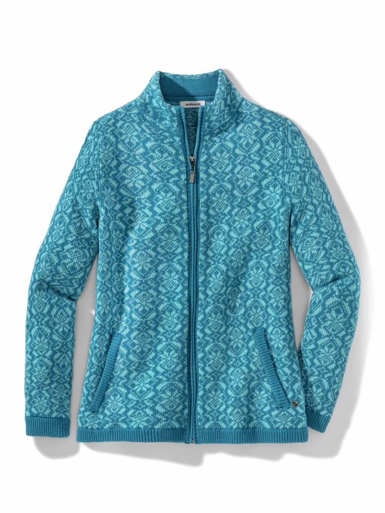Strickjacke Stern Gletscherblau