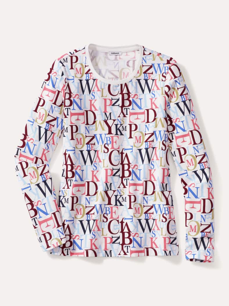 Baumwollshirt Buchstaben Weiß Multicolor