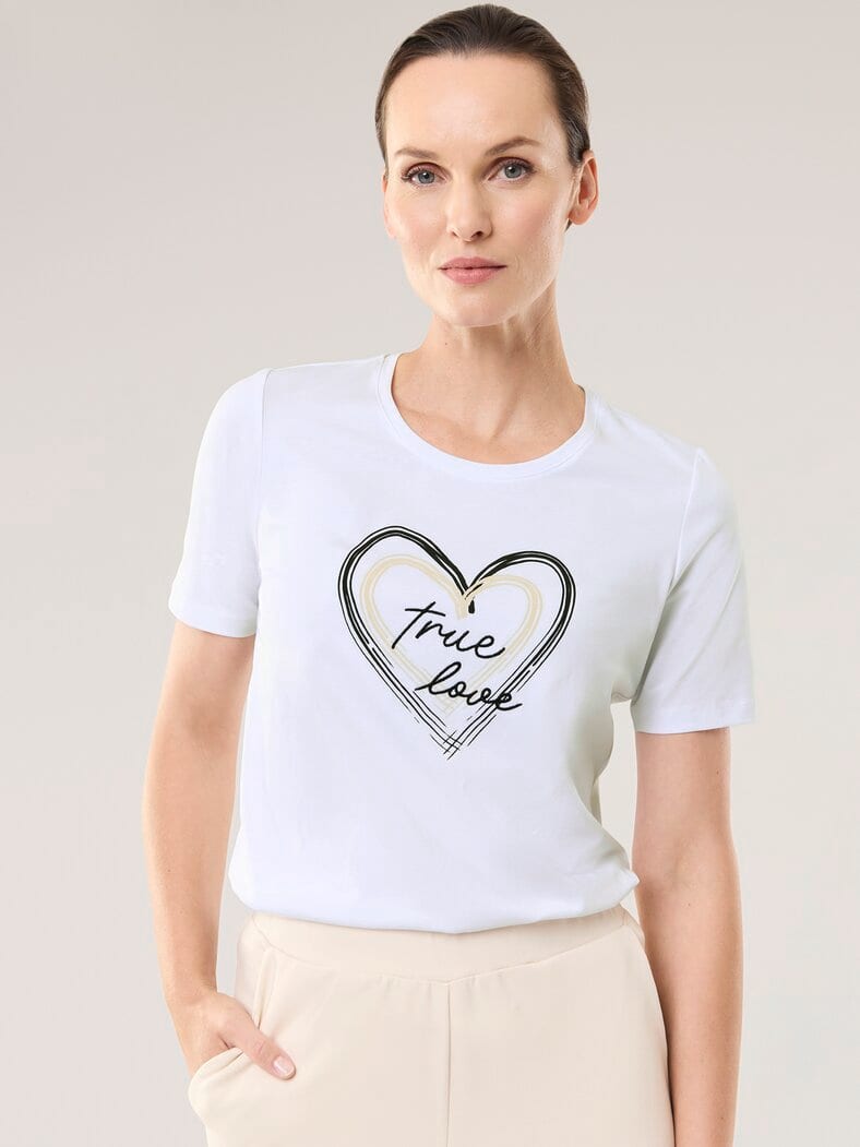 Baumwollshirt mit Herz Offwhite