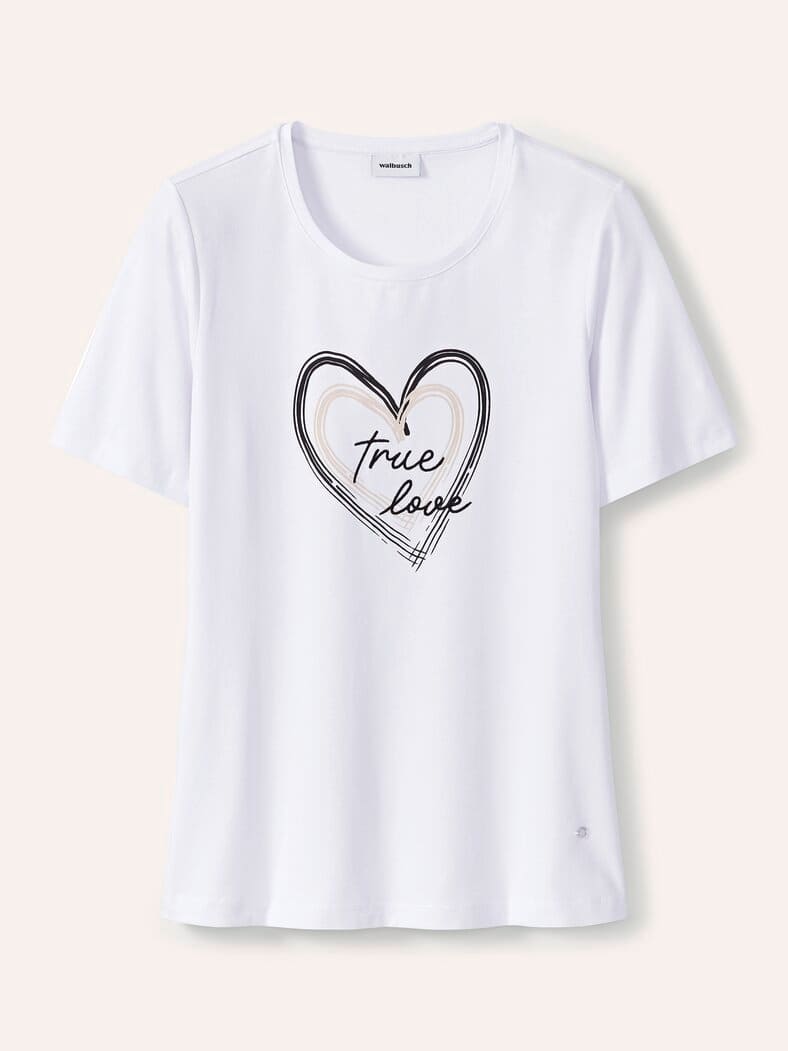 Baumwollshirt mit Herz Offwhite