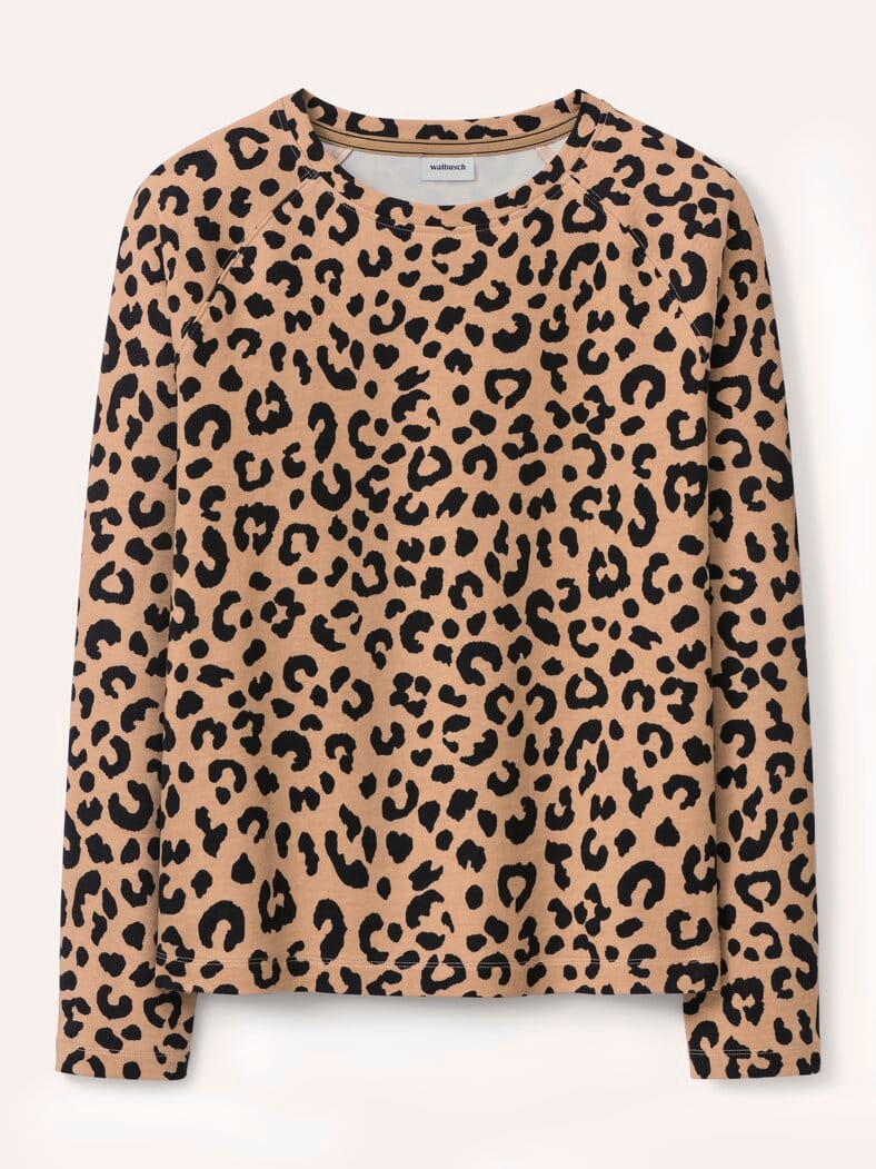 Baumwollstretch Sweatshirt Leo Druck
